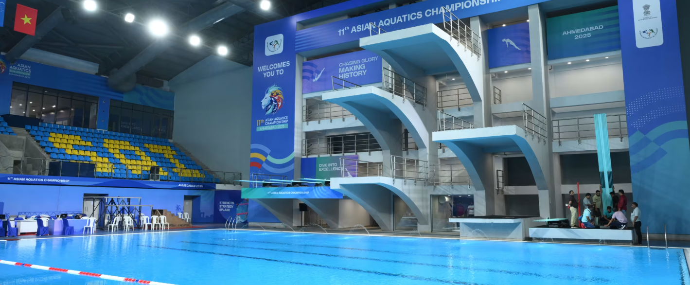 Aquatics Centre render for Commonwealth Games Ahmedabad 2030